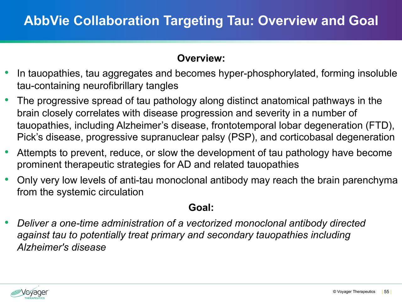 AbbVie Collaboration Targeting Tau: Overview and Goal