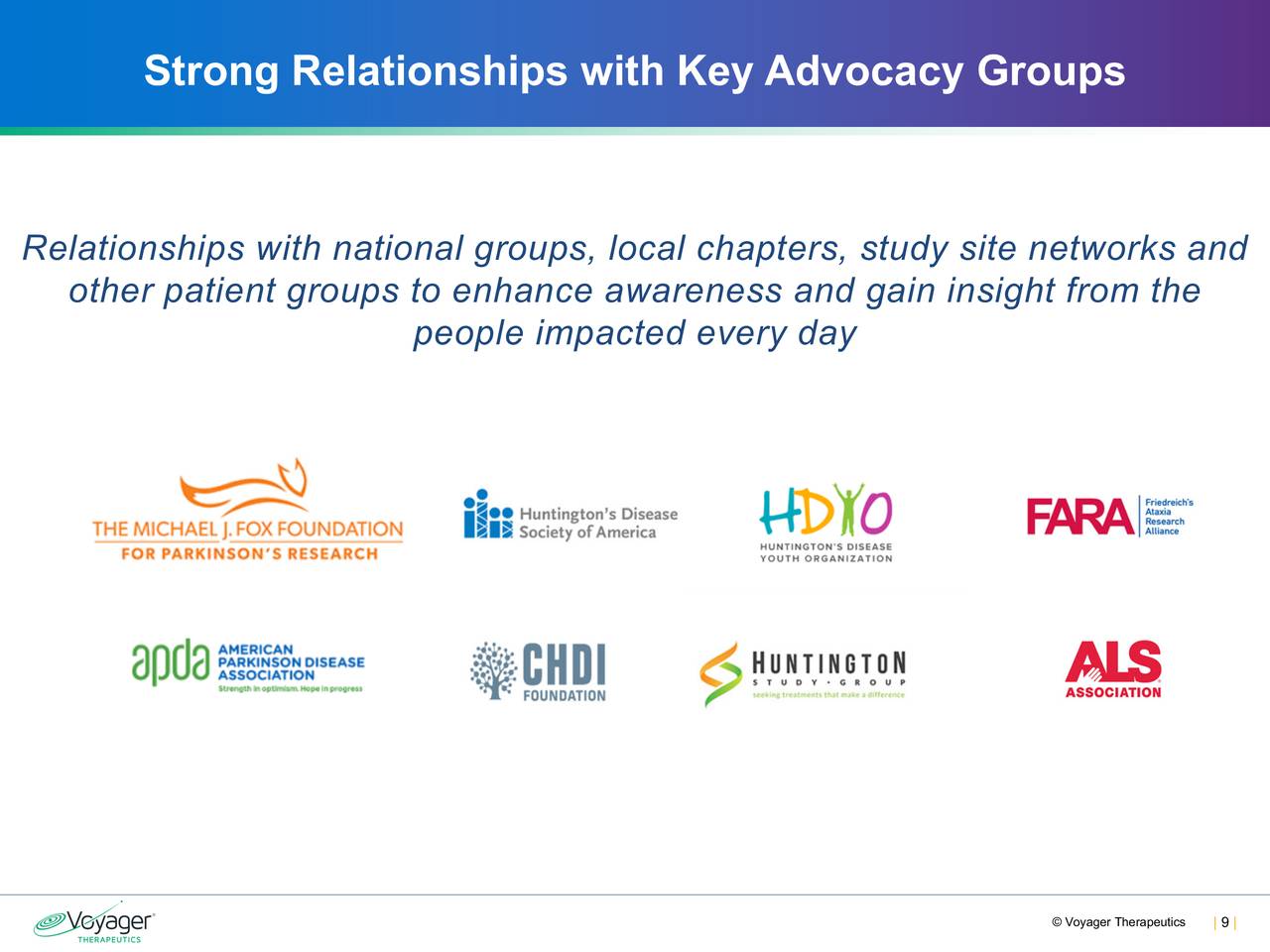 Strong Relationships with Key Advocacy Groups