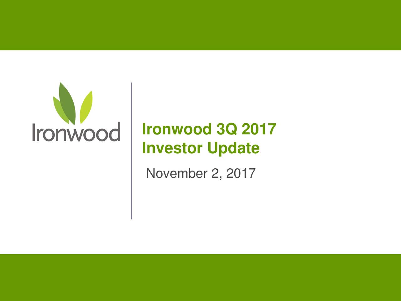 Investor Update November 2, 2017