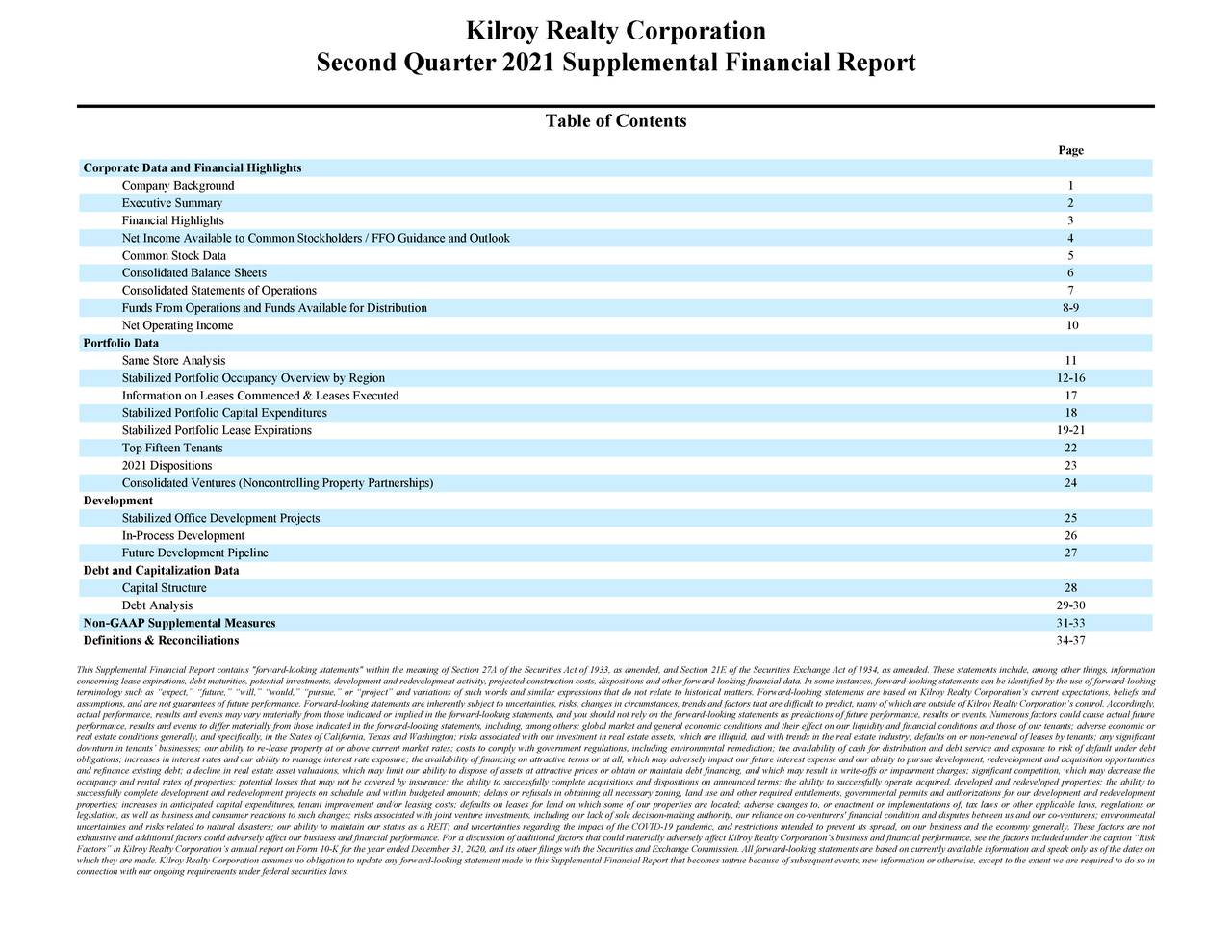 Kilroy Realty Corporation 2021 Q2 - Results - Earnings Call ...