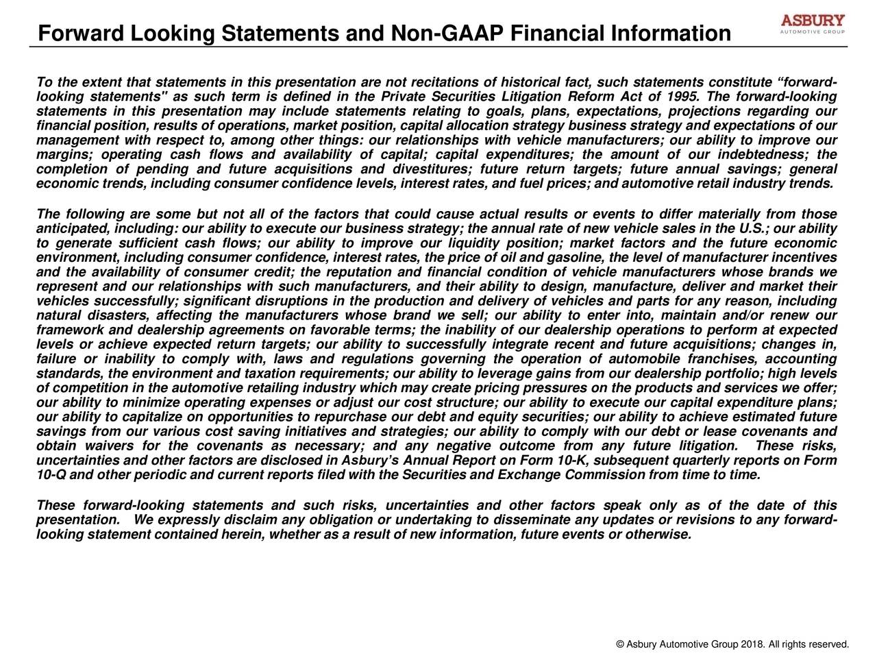 Asbury Automotive Group, Inc. 2018 Q1 Results Earnings Call Slides