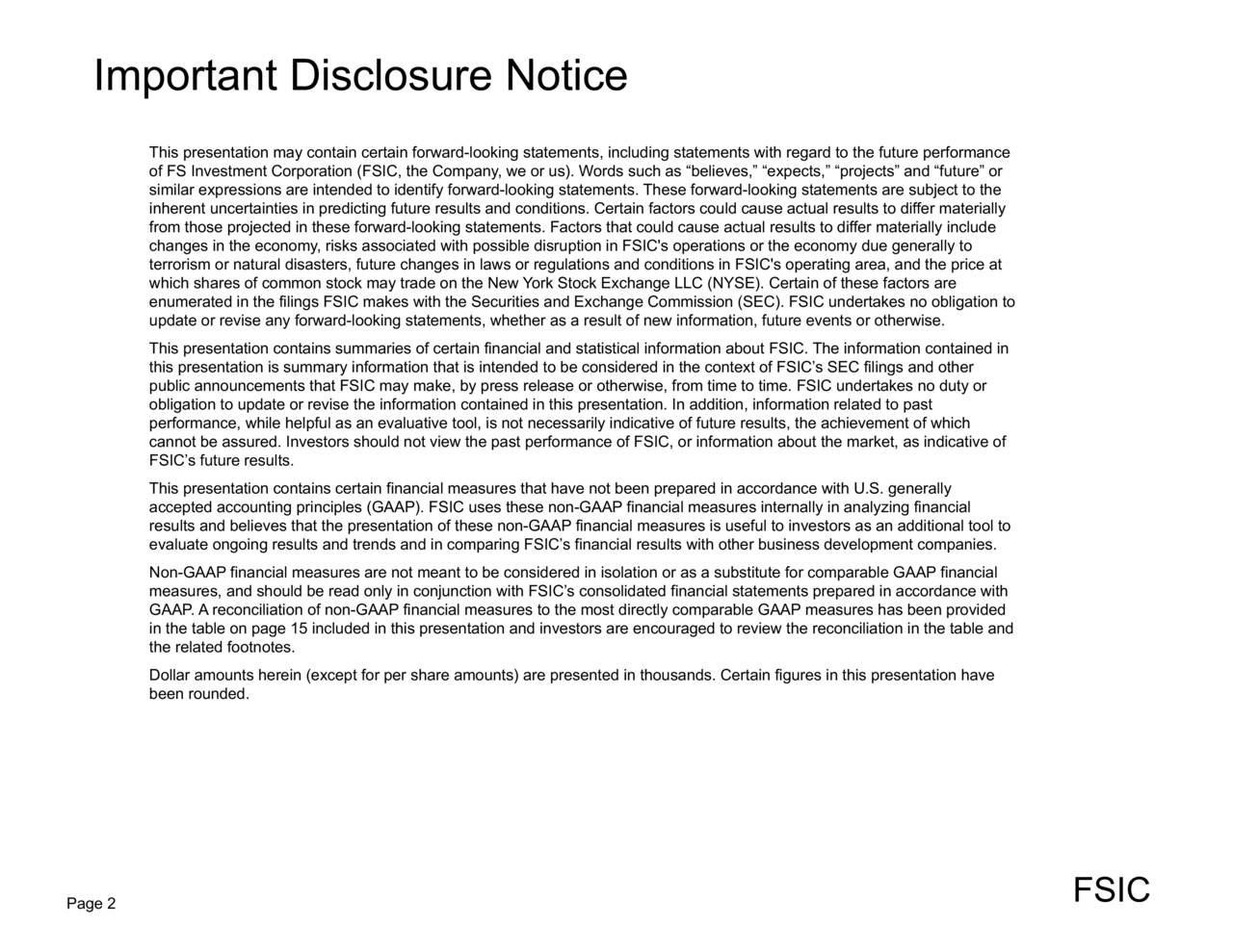 Important Disclosure Notice