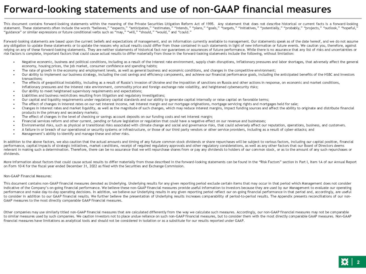 Forward-looking statements and use of non-GAAP financial measures