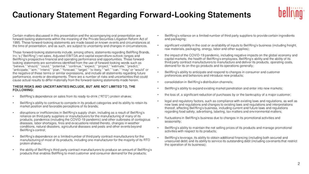 Cautionary Statement Regarding Forward-Looking Statements
