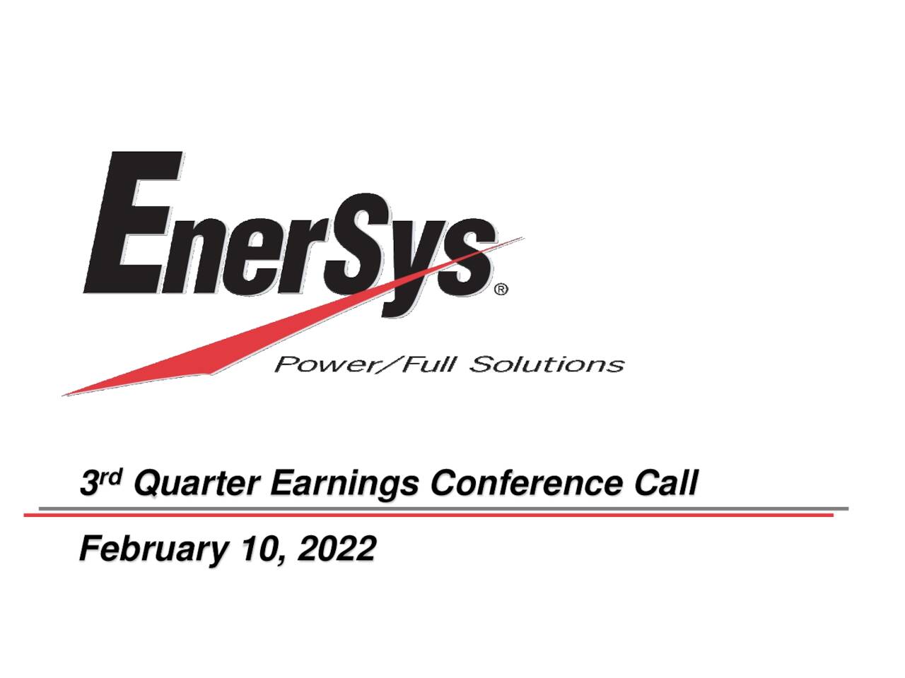 EnerSys 2022 Q3 - Results - Earnings Call Presentation (NYSE:ENS ...