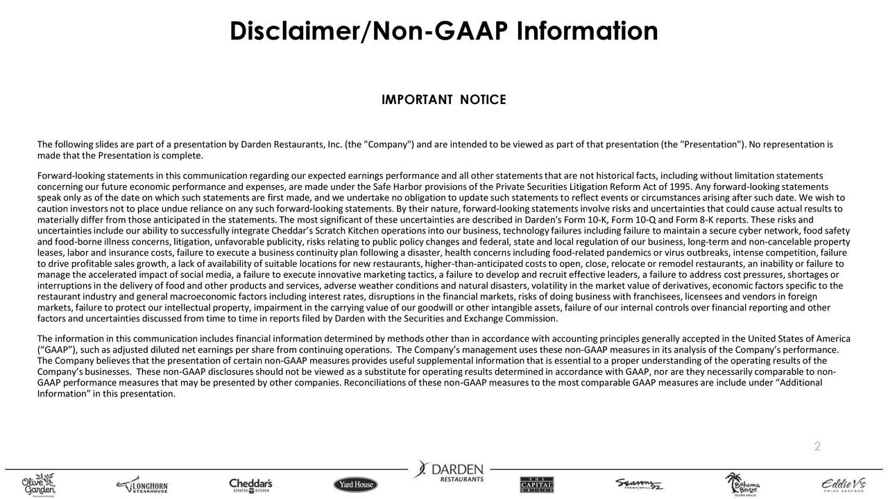 Disclaimer/Non-GAAP Information