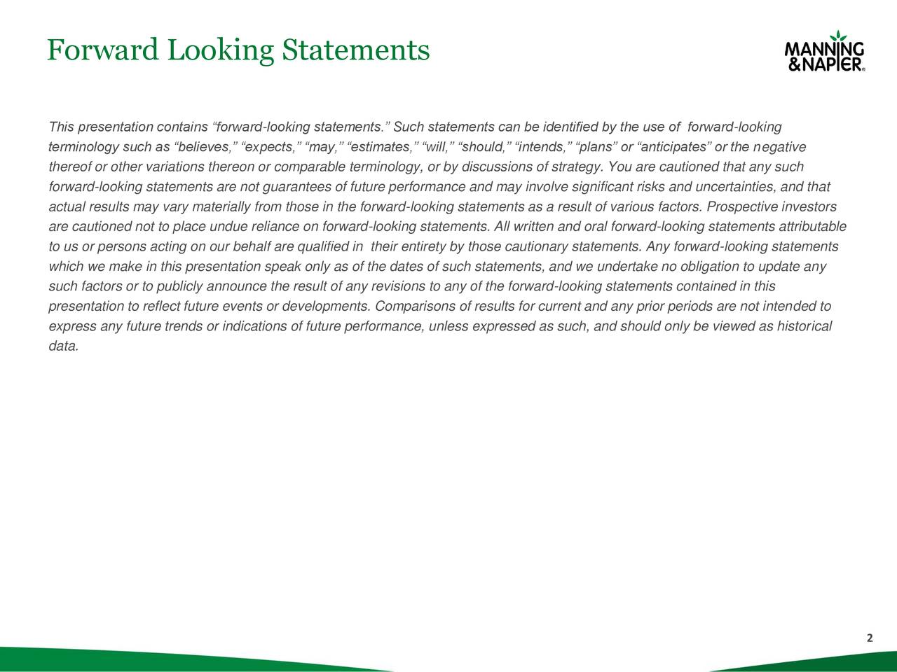 Manning & Napier, Inc. 2019 Q1 Results Earnings Call Slides (NYSE