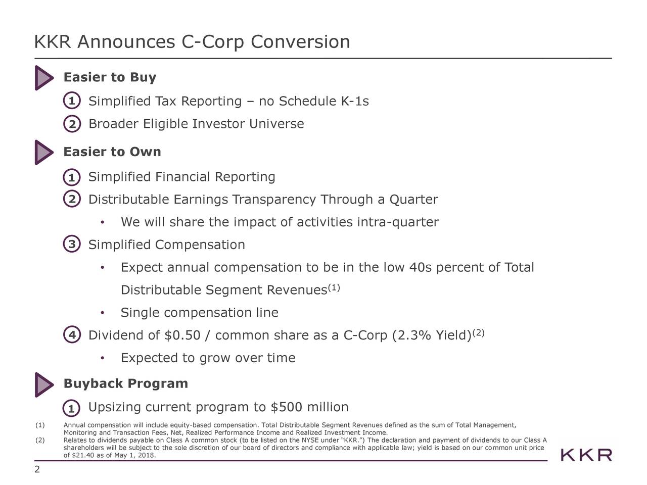 KKR Announces C-Corp Conversion