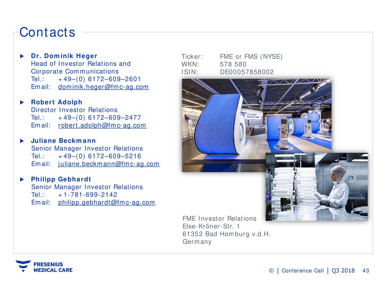 Fresenius Medical Care AG & Co. KGAA 2018 Q3 Results Earnings Call Slides Fresenius