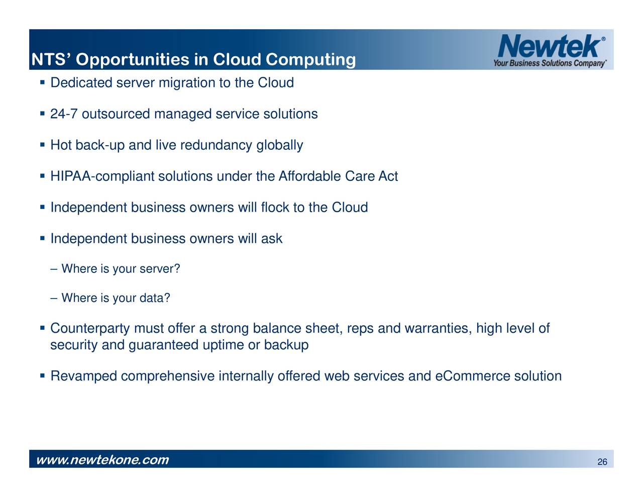 Newtek Business Services Inc. 2017 Q1 Results Earnings Call Slides