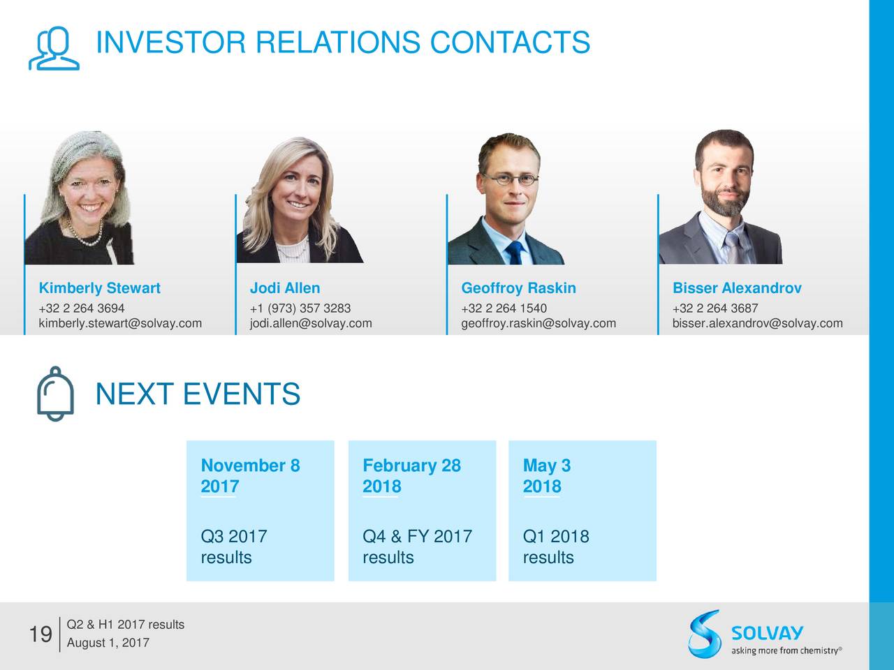  INVESTOR RELATIONS CONTACTS