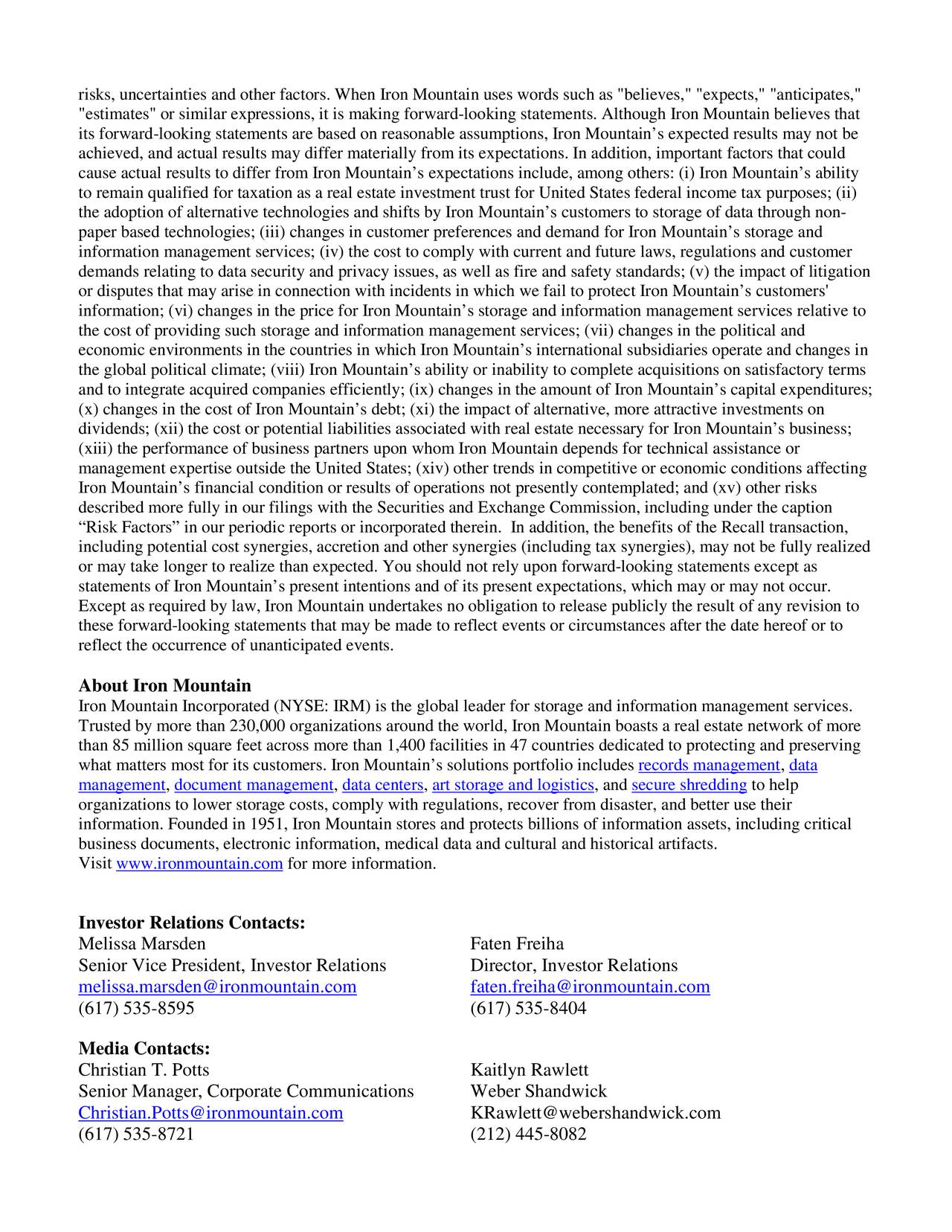 Iron Mountain Inc. 2017 Q1 Results Earnings Call Slides (NYSEIRM