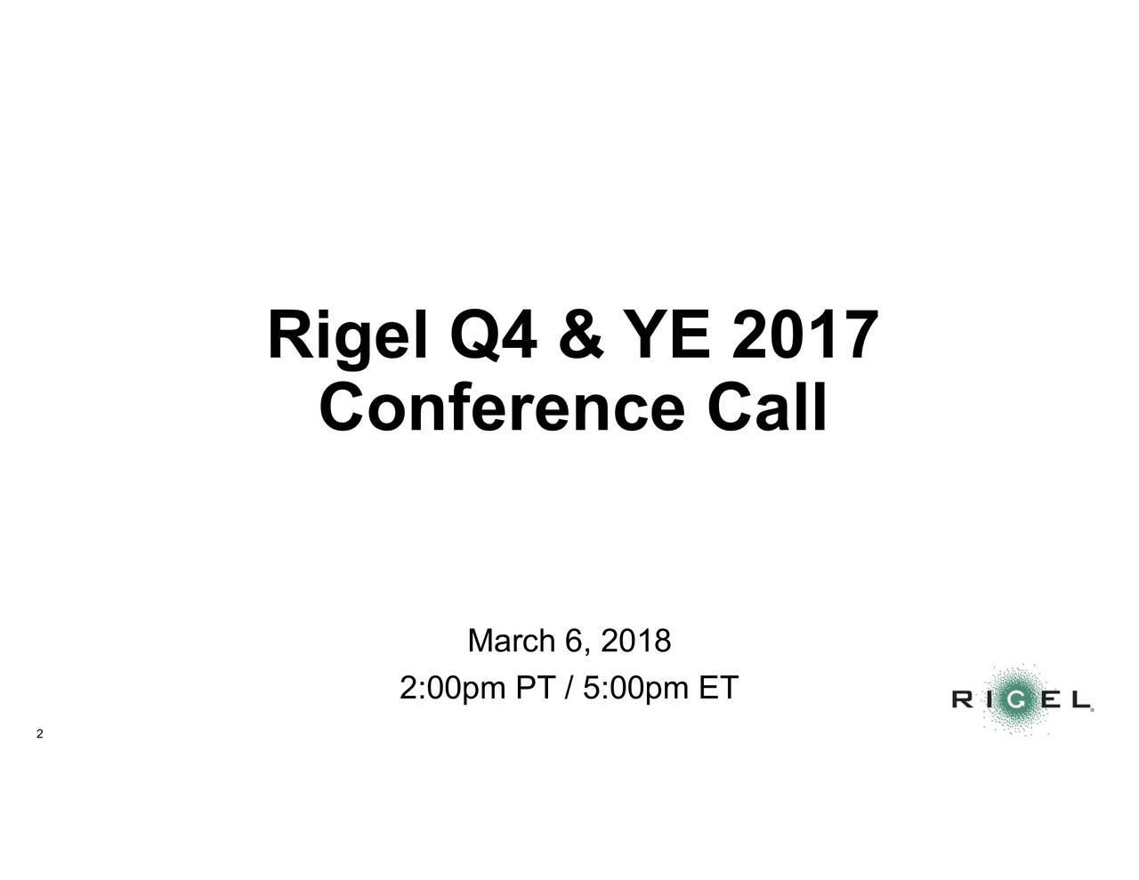 Rigel Q4 & YE 2017