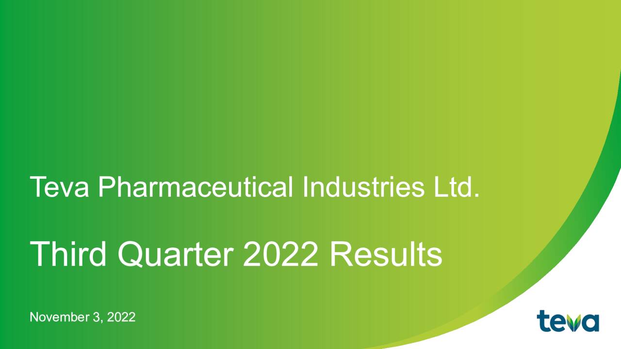Teva Pharmaceutical Limited 2022 Q3 - Results - Earnings Presentation | Seeking Alpha