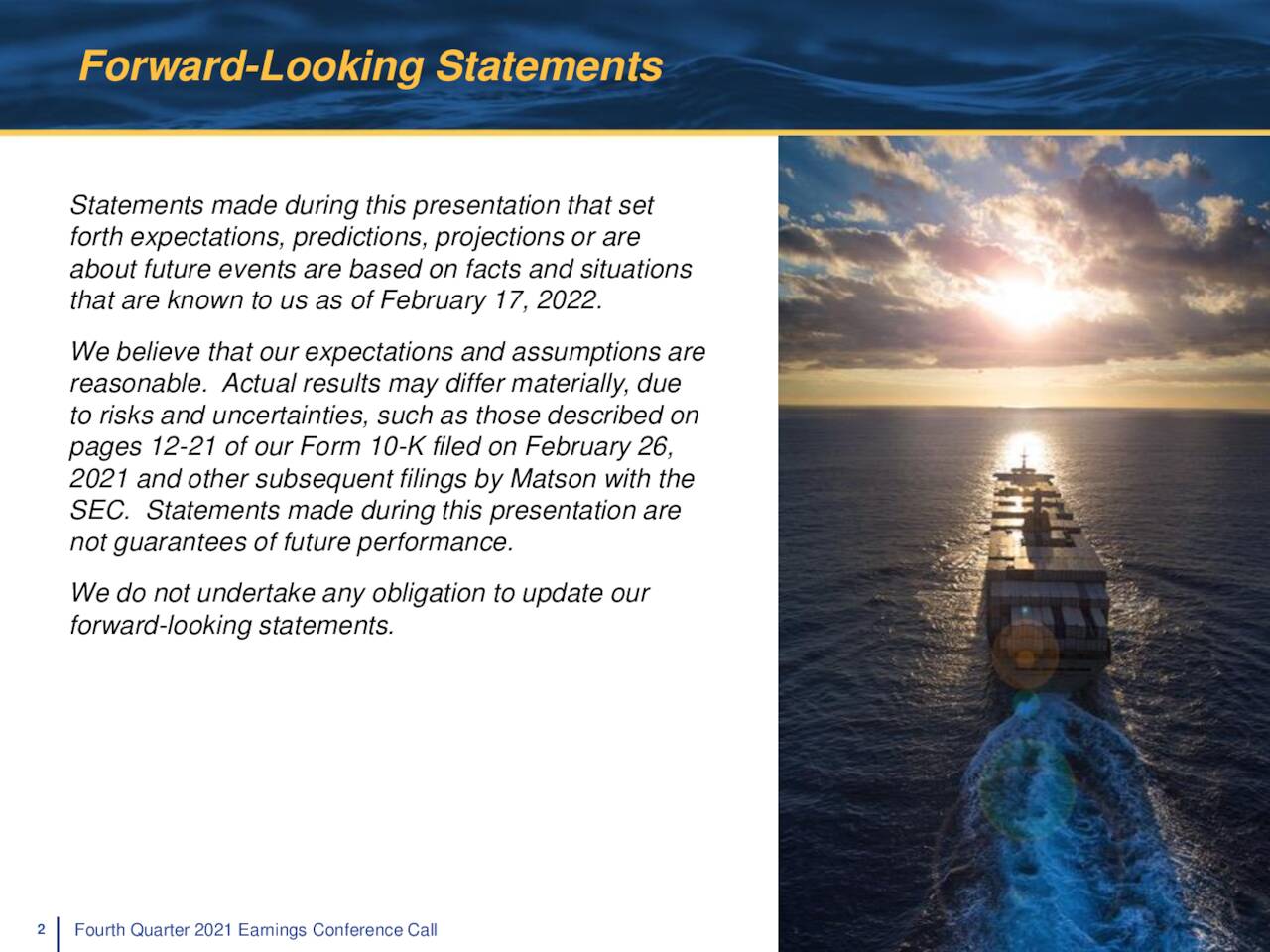 Matson, Inc. 2021 Q4 Results Earnings Call Presentation (NYSEMATX