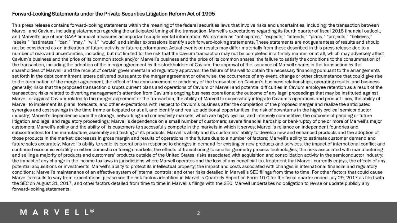 Marvell Technology Group, Ltd. 2018 Q3 Results Earnings Call Slides