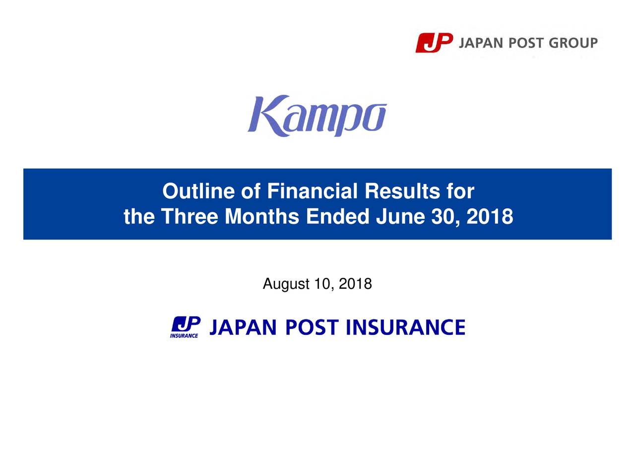 Japan Post Ins Co. Ltd ADR 2019 Q1 Results Earnings Call Slides