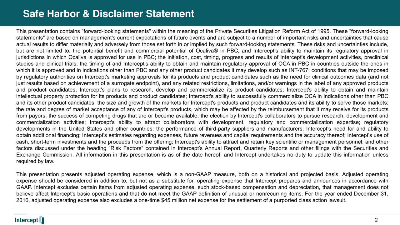 Safe Harbor & Disclaimer Statement