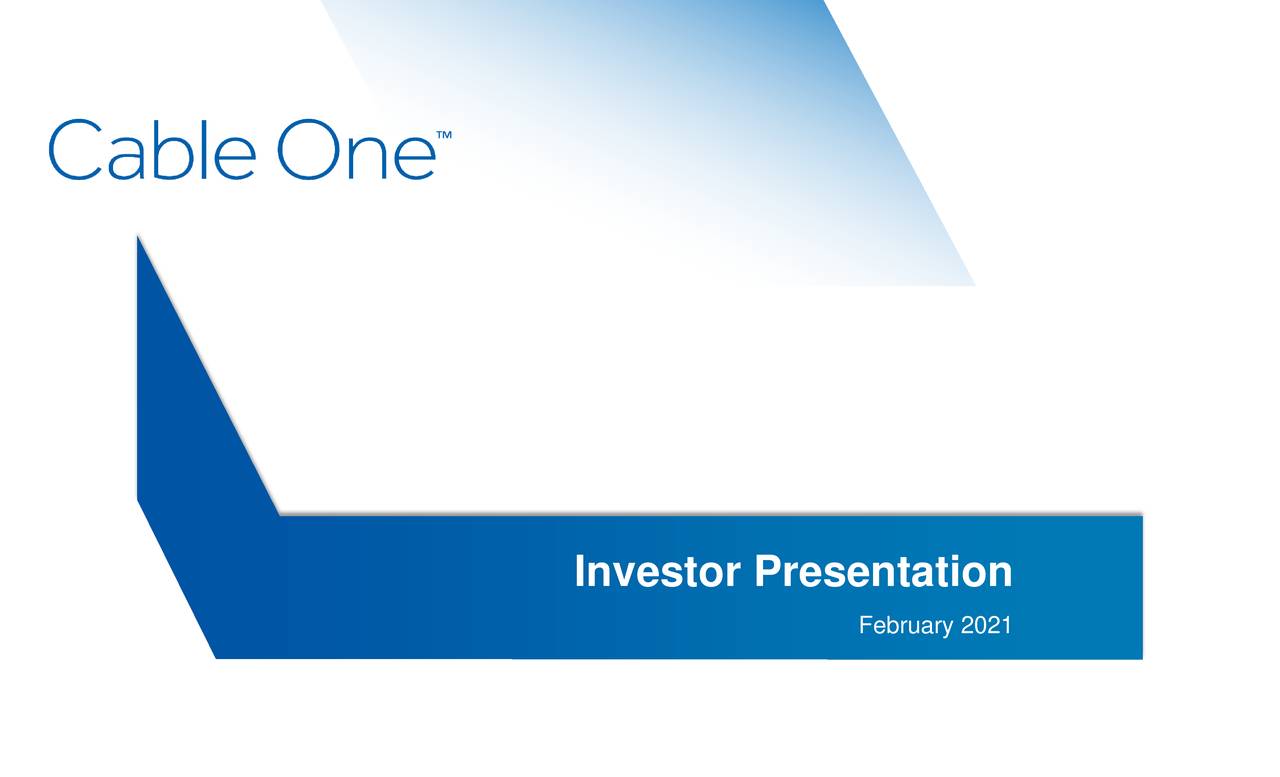 Cable One, Inc. 2020 Q4 Results Earnings Call Presentation (NYSE