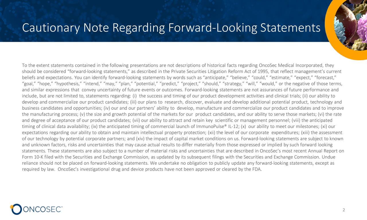 Cautionary Note Regarding Forward-Looking Statements