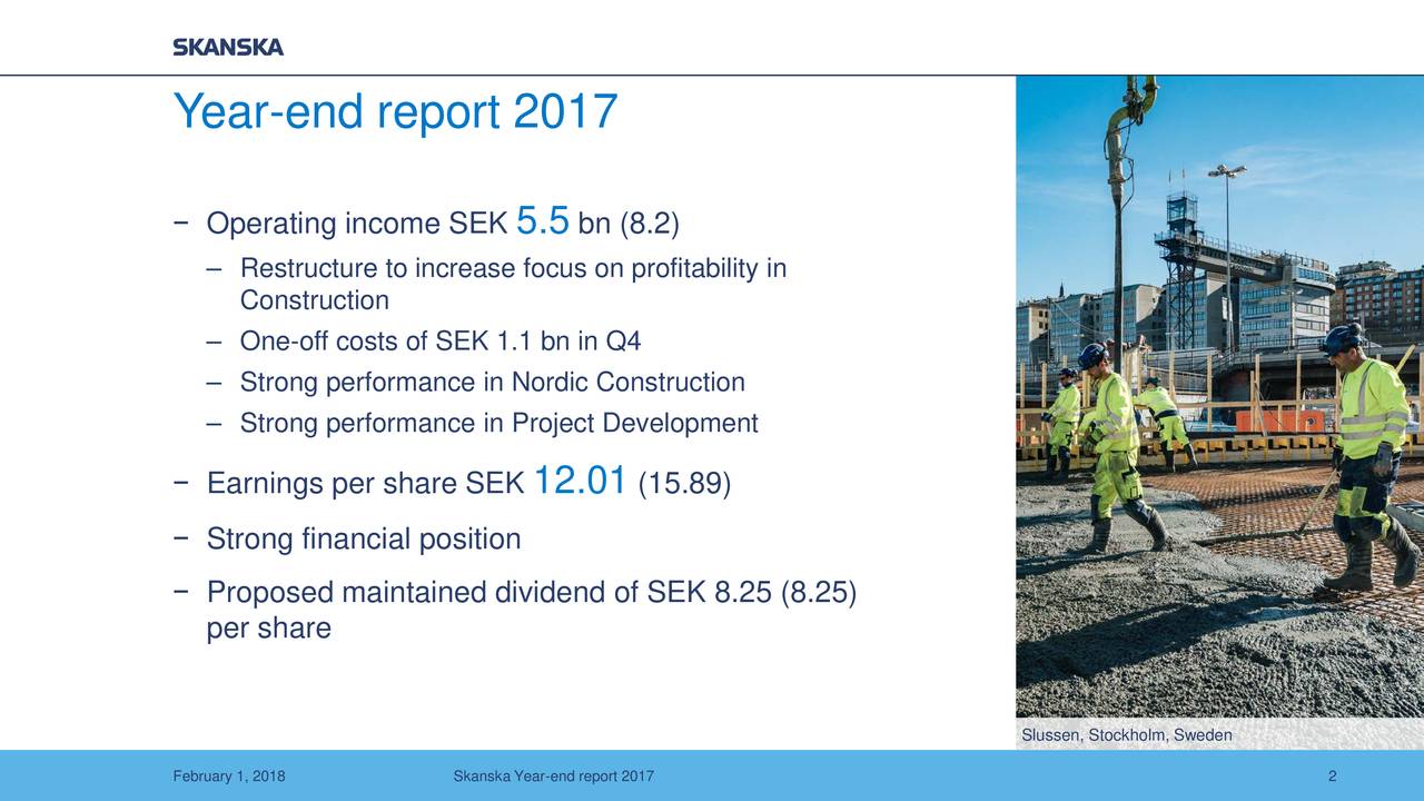 Skanska AB ADR 2017 Q4 - Results - Earnings Call Slides (OTCMKTS:SKBSY ...