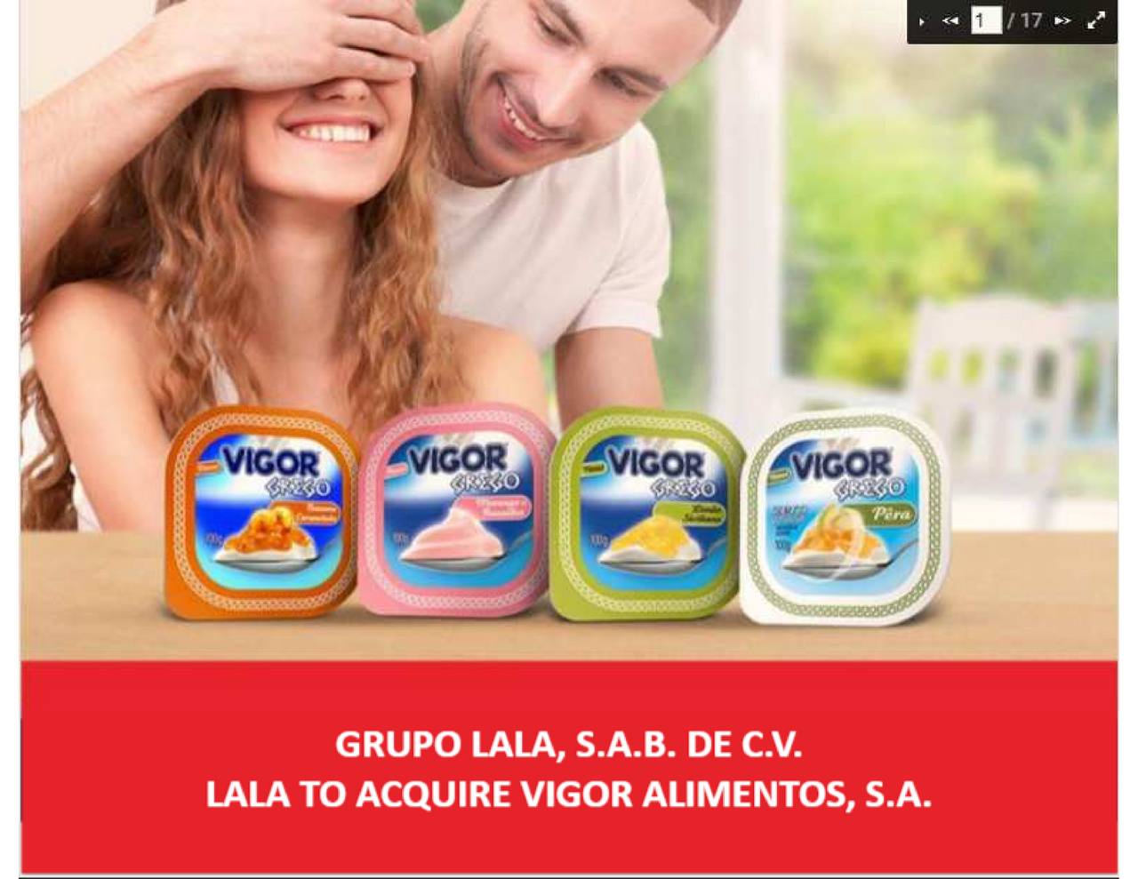 Grupo Lala S.A.B. De C.V. (GRPBF) To Acquire Vigor Alimentos - M&A ...