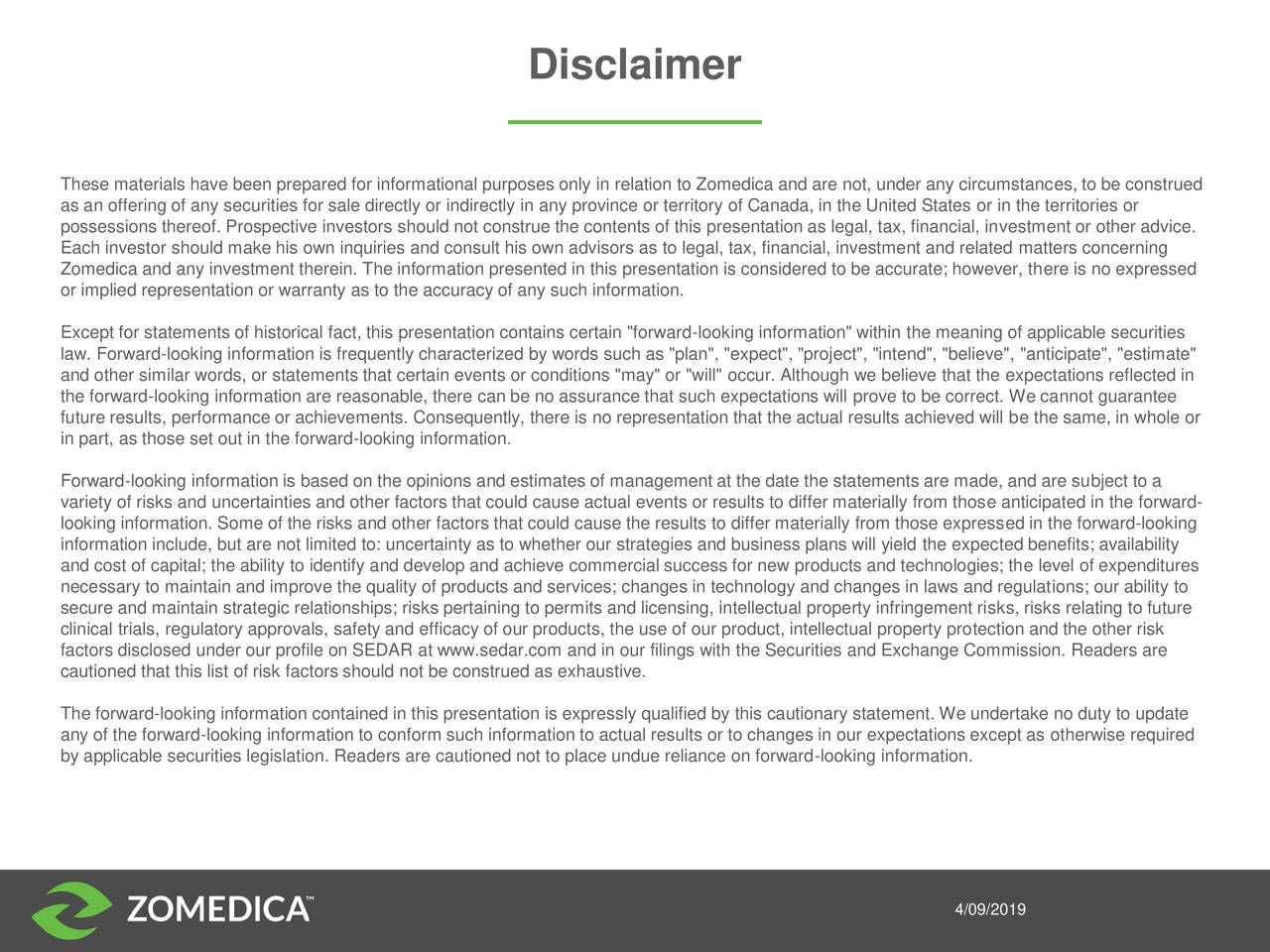 Zomedica Pharmaceuticals Zom Presents At H C Wainwright Co Annual Global Life Sciences Conference Slideshow Nysemkt Zom Seeking Alpha