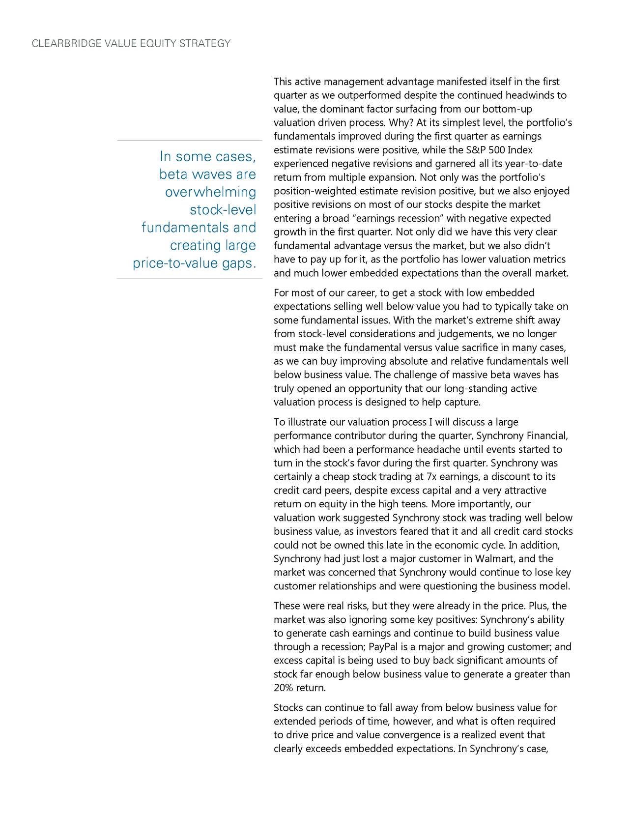 ClearBridge Value Equity Strategy Portfolio Manager ... ClearBridge Value Equity Strategy Portfolio Manager ...