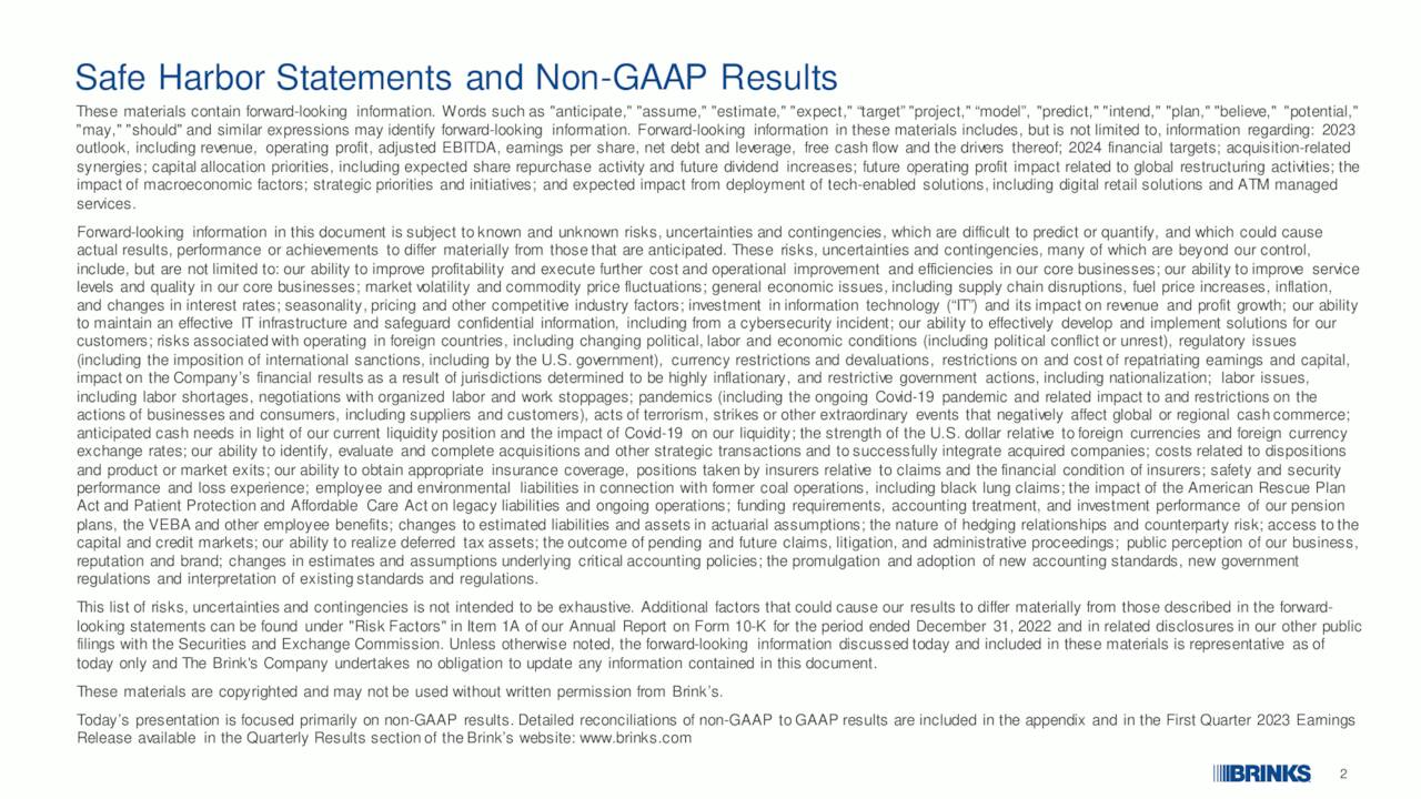 Safe Harbor Statements and Non-GAAP Results