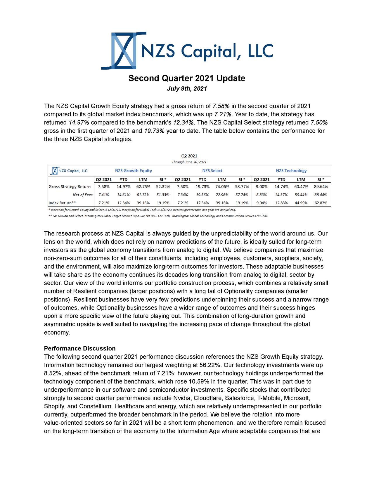 NZS Capital Q2 2021 Update Seeking Alpha