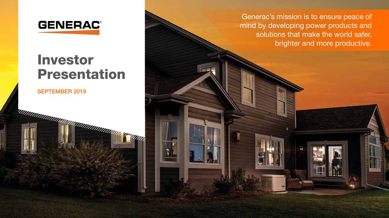 Generac Holdings (GNRC) Investor Presentation Slideshow (NYSEGNRC