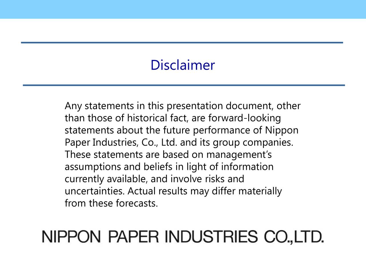 Nippon Paper Industries Co Ltd. 2018 Q3 Results Earnings Call