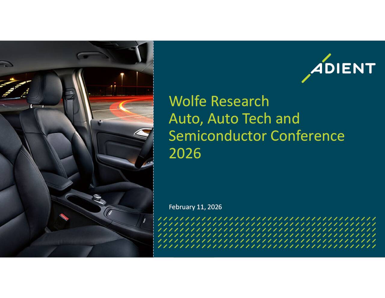 Adient Automation Adient plc (ADNT) Presents at Wolfe Research Auto, Auto Tech and ...