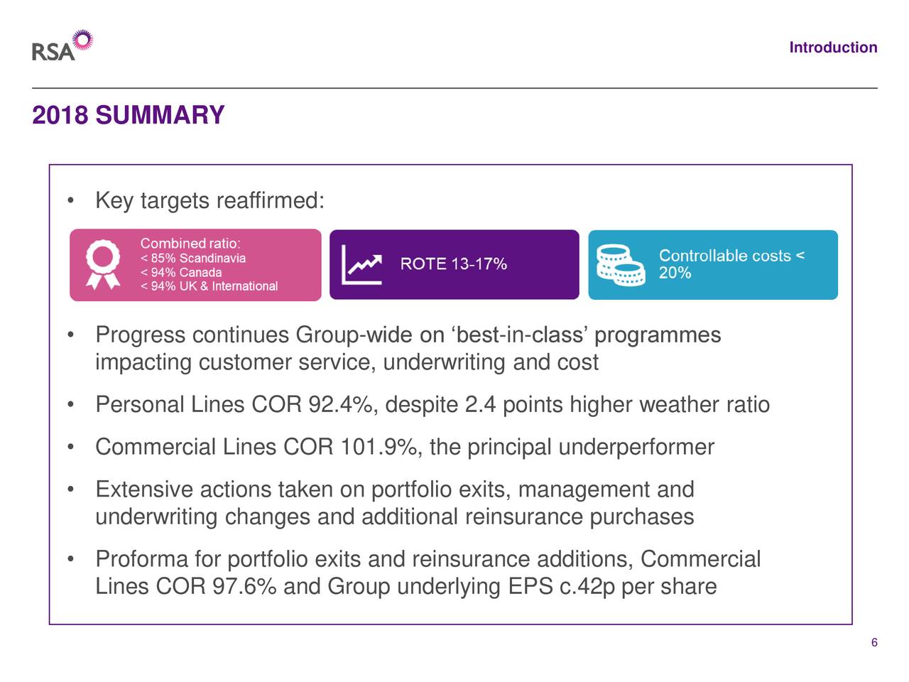 RSA Insurance Group PLC 2018 Q4 - Results - Earnings Call Slides - RSA