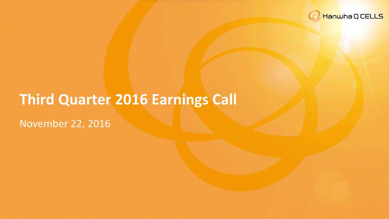 Third Quarter 2016 Earnings Call