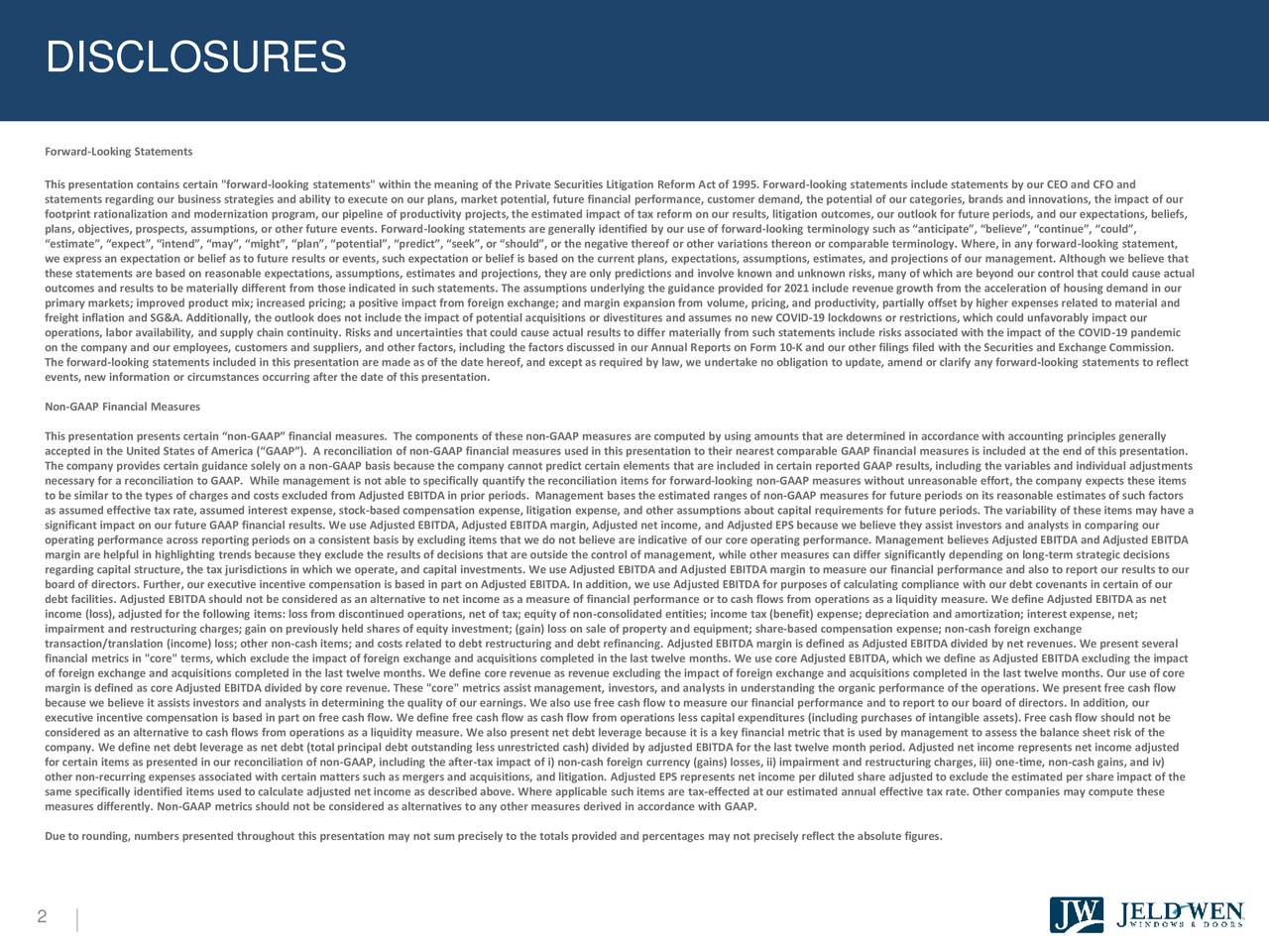 Jeld Wen Holding Inc 2021 Q2 Results Earnings Call Presentation