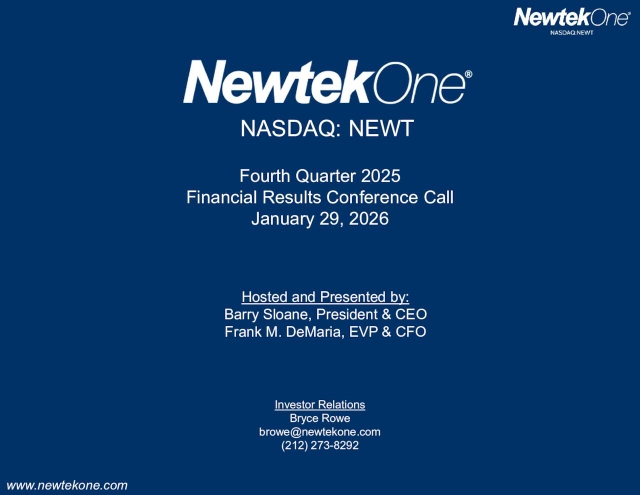 NewtekOne, Inc. 2025 Q4 - Results - Earnings Call Presentation (NASDAQ ...
