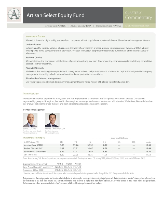 Artisan Select Equity Fund Q3 2024 Commentary | Seeking Alpha