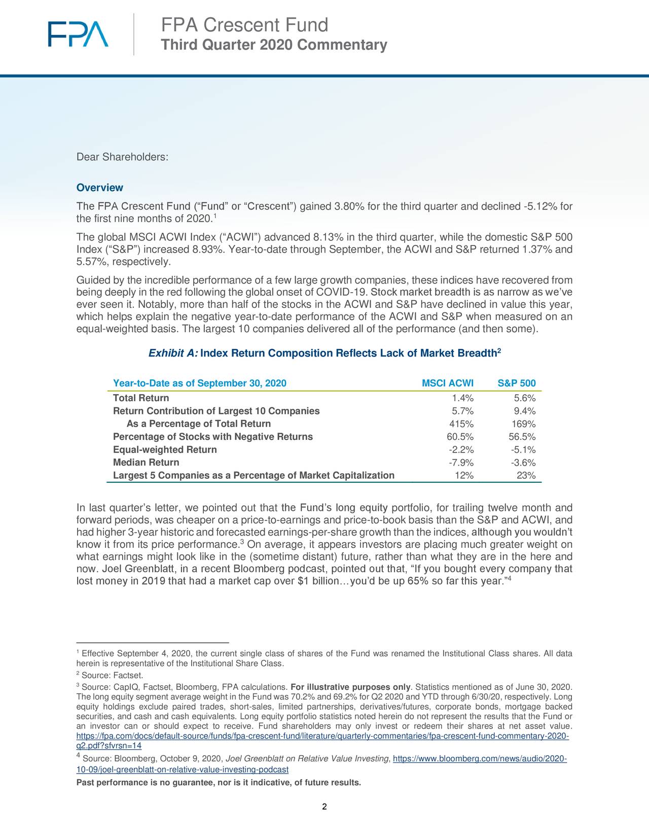 FPA Crescent Fund Q3 2020 Commentary (MUTF:FPACX) | Seeking Alpha