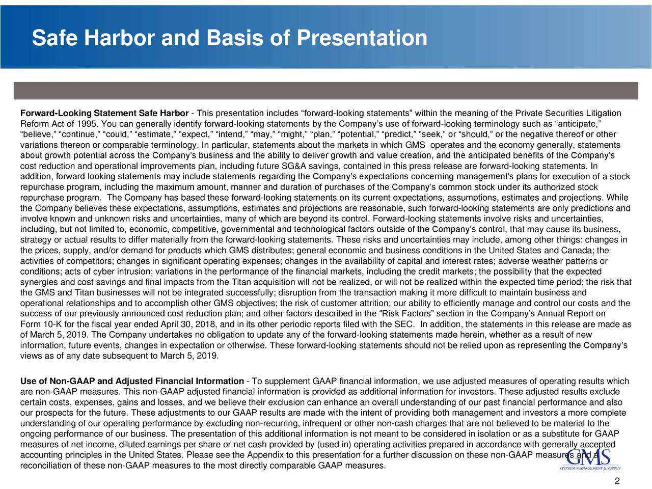 Gypsum Management and Supply 2019 Q3 Results Earnings Call Slides (NYSEGMS) Seeking Alpha