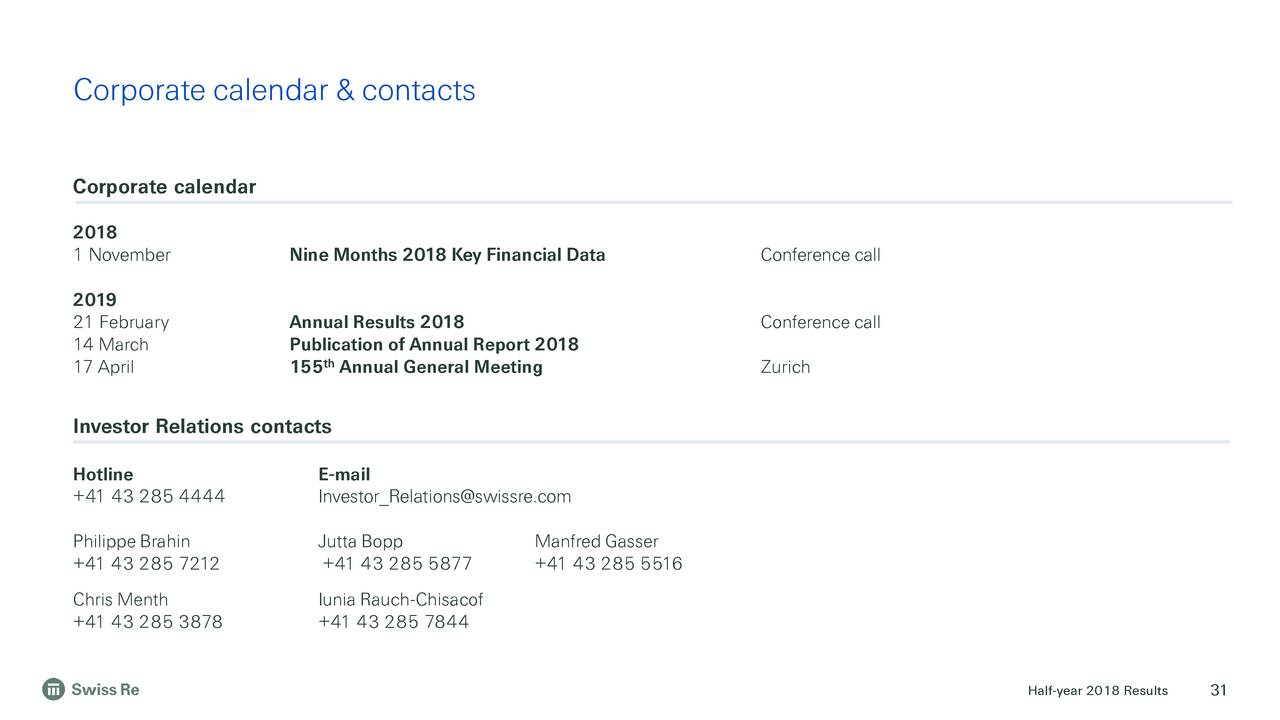 Corporate calendar & contacts