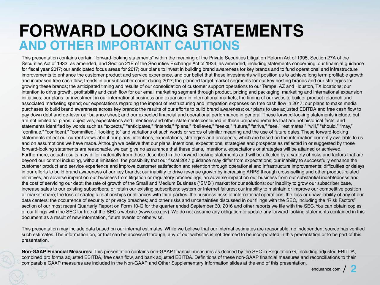 Endurance International Group Holdings, Inc. 2016 Q4 Results