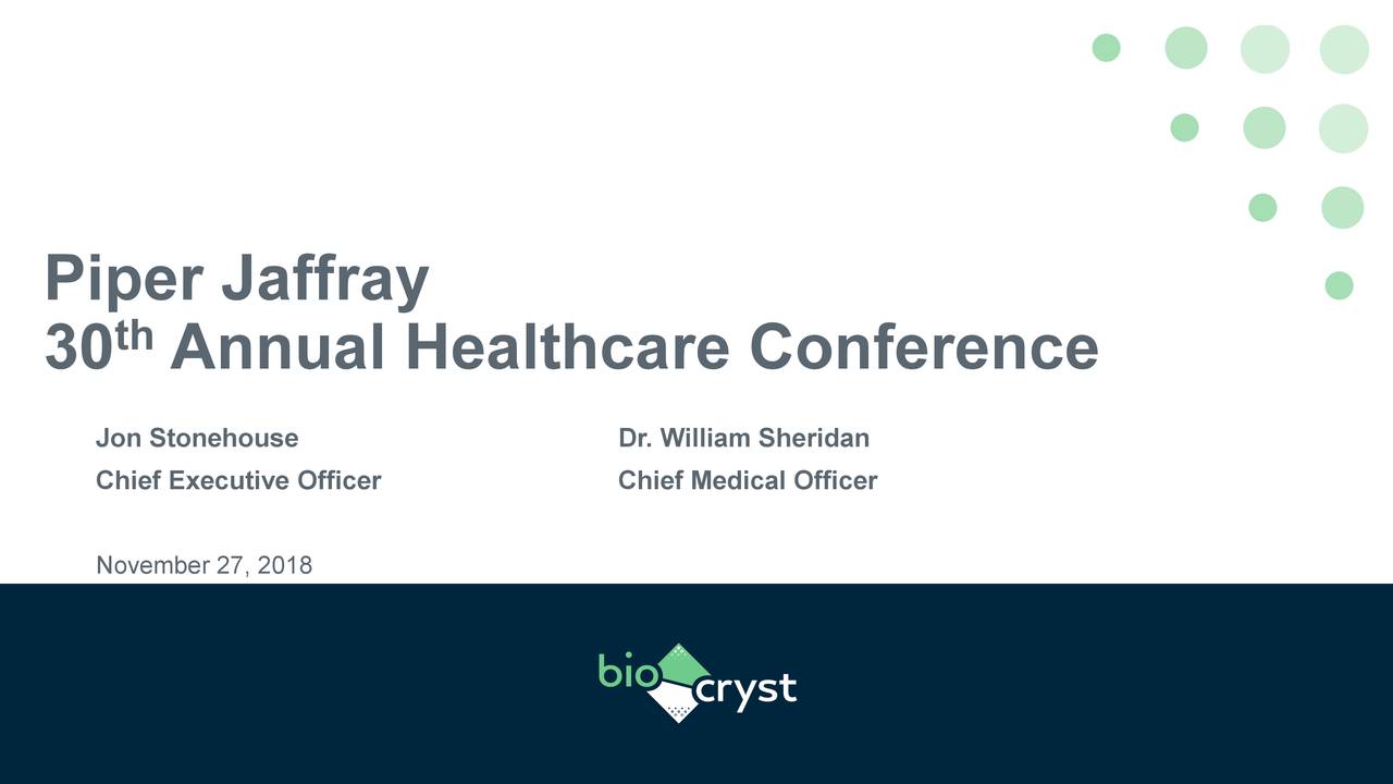 BioCryst Pharmaceuticals (BCRX) Presents At Piper Jaffray 30th Annual Healthcare Conference