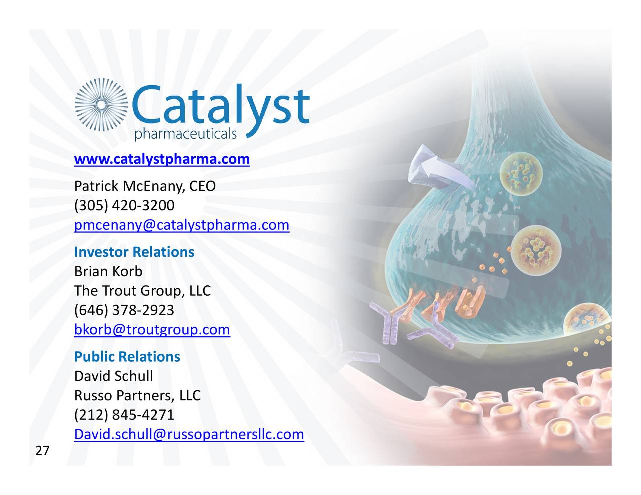 Catalyst Pharmaceuticals (CPRX) Presents At 29th Annual ROTH Conference