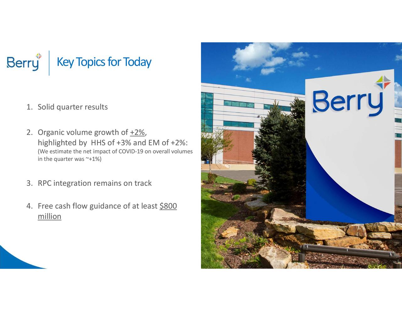 Berry Global Group, Inc. 2020 Q2 Results Earnings Call Presentation