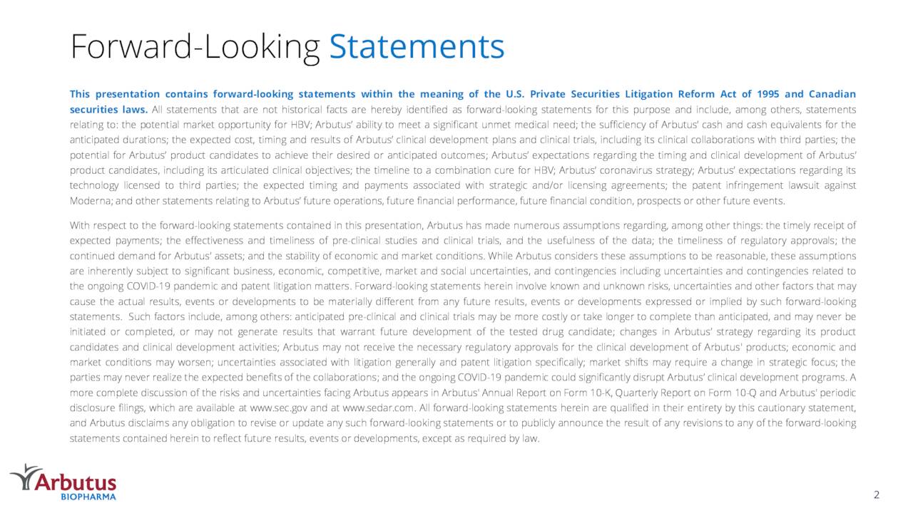 Arbutus Biopharma (ABUS) Investor Presentation Slideshow (NASDAQABUS
