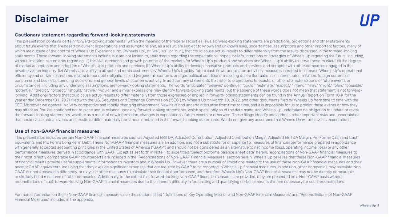 Wheels Up Experience Inc. 2022 Q3 Results Earnings Call