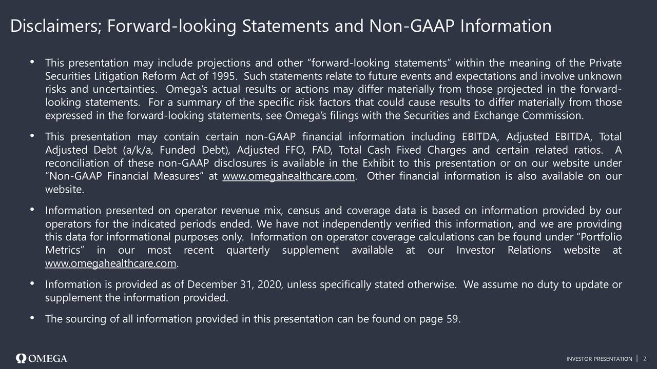 Disclaimers; Forward-looking Statements and Non-GAAP Information