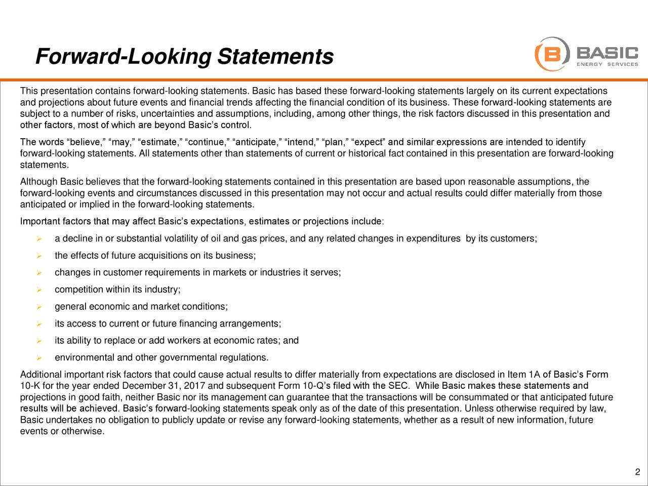 Forward-Looking Statements