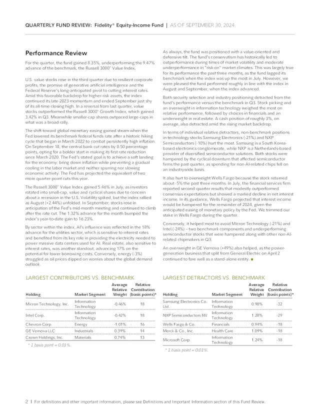 Fidelity Equity-Income Fund Q3 2024 Review (undefined:FEQIX) | Seeking ...